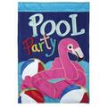 Recinto 29 x 42 in. Double Applique Pool Party Burlap Garden Flag - Large RE3463341